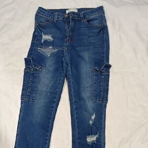 Wax Jean Women's Distressed Skinny Jeans - Blue